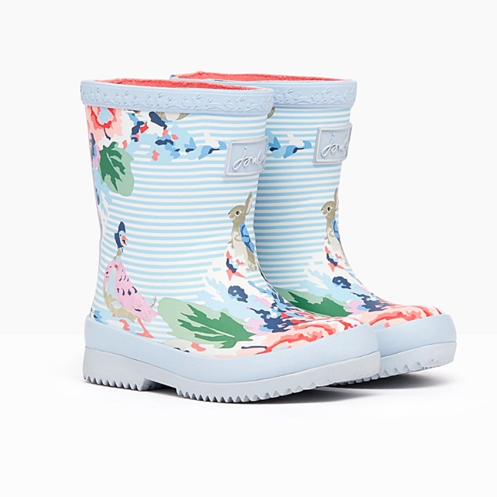 Size 7 Toddler Joules Blue Floral Kids' Rain Boots